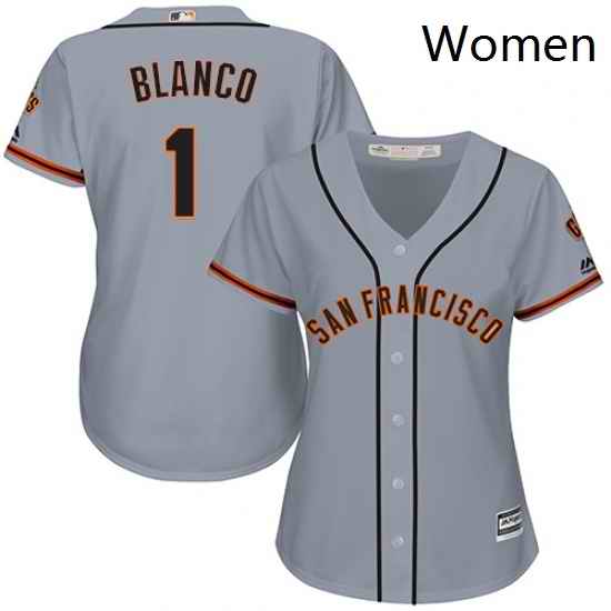 Womens Majestic San Francisco Giants 1 Gregor Blanco Replica Grey Road Cool Base MLB Jersey
